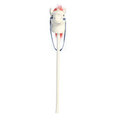 A patriotic plush hobby horse with a soft pony head and wooden stick from Aurora’s Giddy-Up Friends collection.
