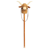 A longhorn bull plush stick toy with a soft bull head and wooden stick from Aurora’s Giddy-Up Friends collection.