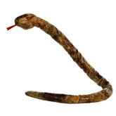 A brown and tan plush snake toy from Aurora with a realistic pattern and long body.
