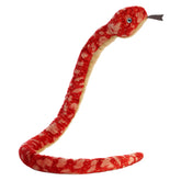 A red and cream corn snake plush toy from Aurora with realistic patterning and a long, flexible soft body.