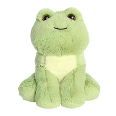 A soft green plush frog with a gentle upward gaze from Lil Dreamers by Aurora plush