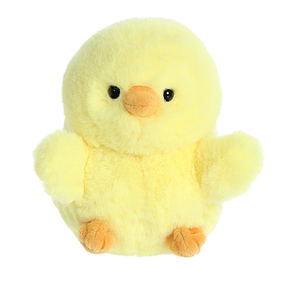 Chickadee Chick plush from Rolly Pet, small and fluffy in yellow, designed for portability and comfort