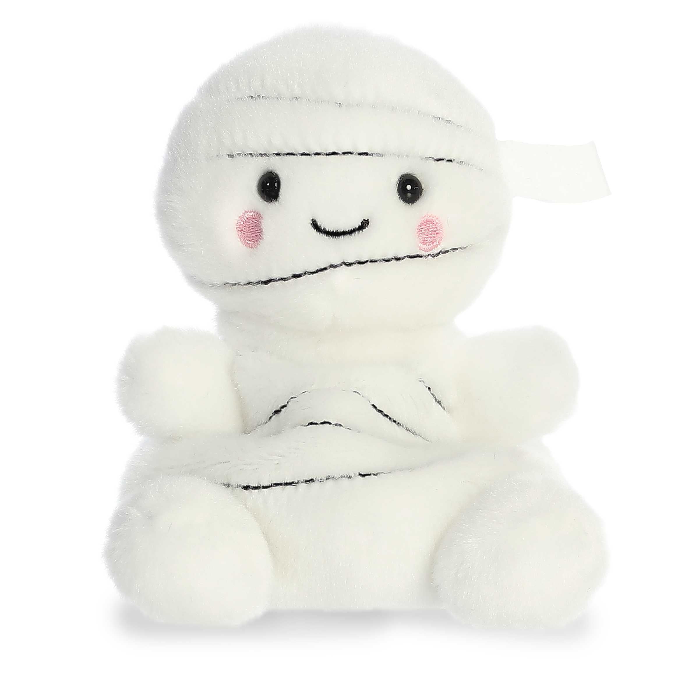 Brendan Mummy plush from Palm Pals, soft white fabric with embroidered details, perfect for spooky fun and cuddles.