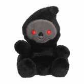 Soft, dark Grim Reaper plush with piercing red eyes, ideal for collectors of the mystical.