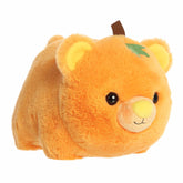 Warm orange bear plush by Spudsters with a pumpkin twist, soft and crafted for durability.