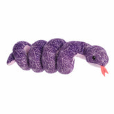 Spider web-designed snake plush, flexible and engaging, ideal for creative play or as a standout decorative piece