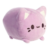 A purple Meowchi plush toy from Tasty Peach Aurora with embroidered face and rounded shape