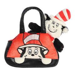 Plush carrier featuring the iconic Cat in the Hat plush, perfect for kids and collectors.