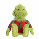 Dr. Seuss Grinch plush with a twinkling light-up ugly sweater, activated by a squeeze.