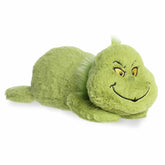 Velvety plush of Snoozles Grinch, designed for relaxation with detailed, cozy features, ideal for Seuss fans and home comfort.
