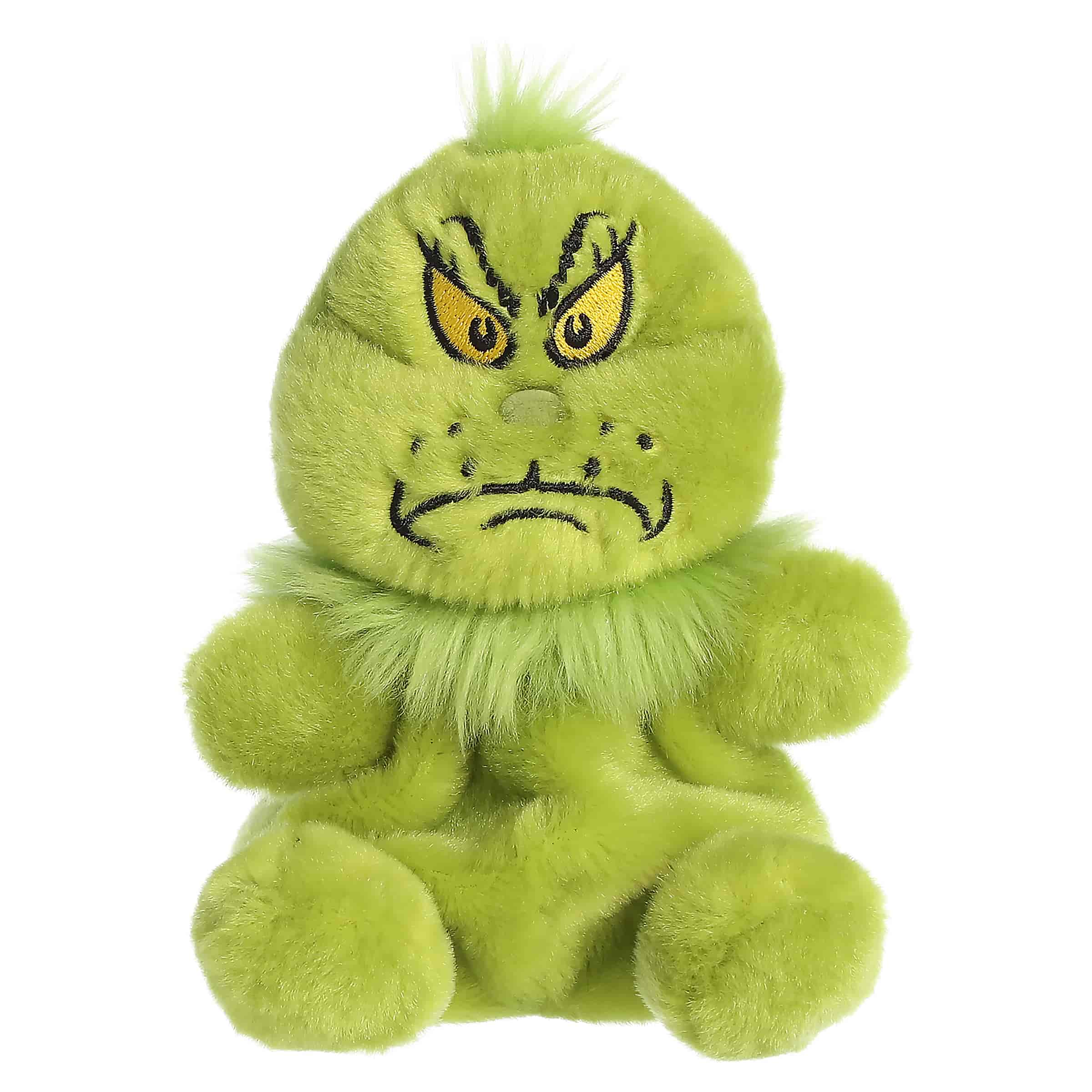 Green Grinch plush with an angry scowling expression