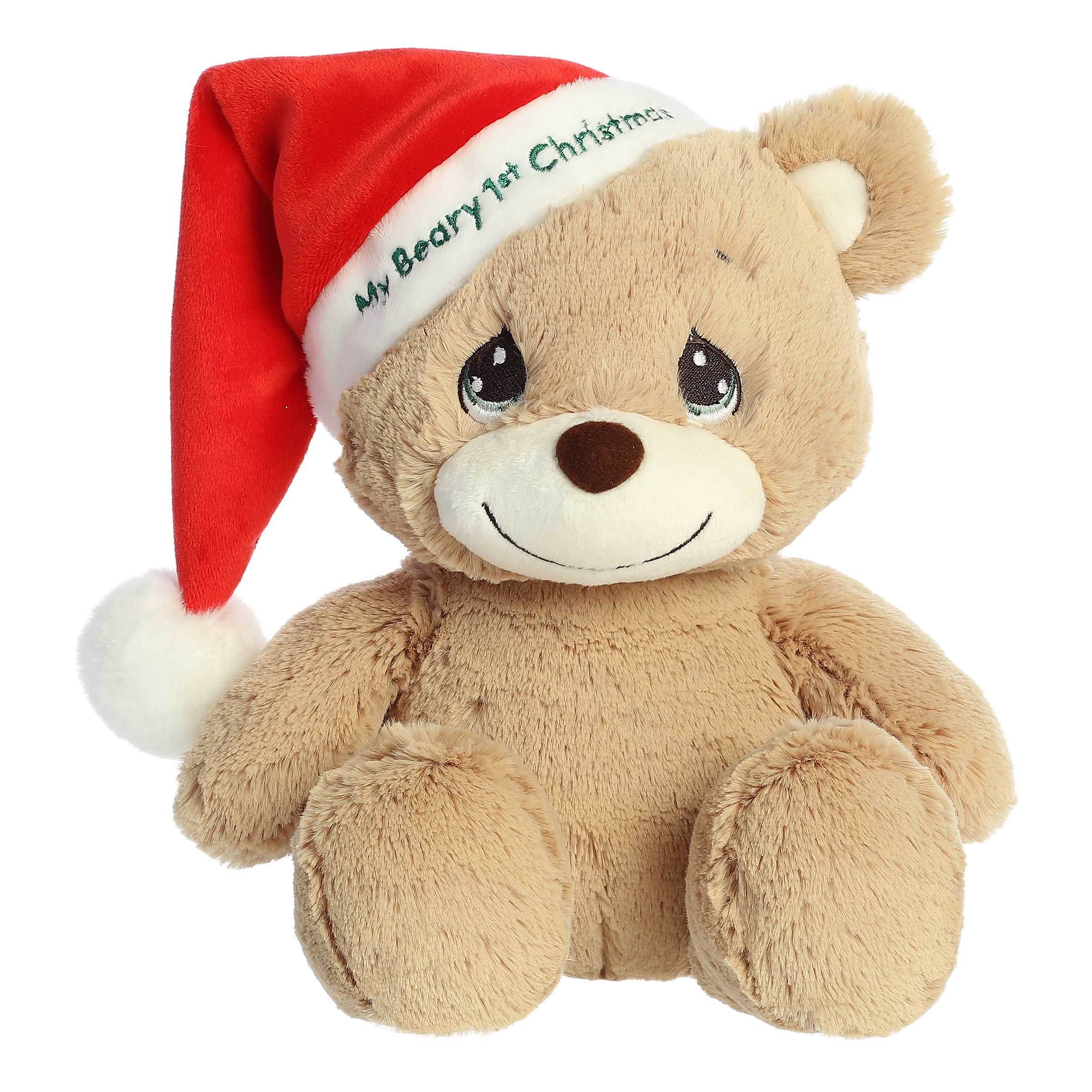 My Beary 1st Christmas plush from Aurora's Precious Moments collection, bear with Santa hat, perfect for holiday memories.