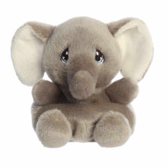 Soft gray Tuk Elephant plush from Precious Moments, featuring large floppy ears and deep blue eyes