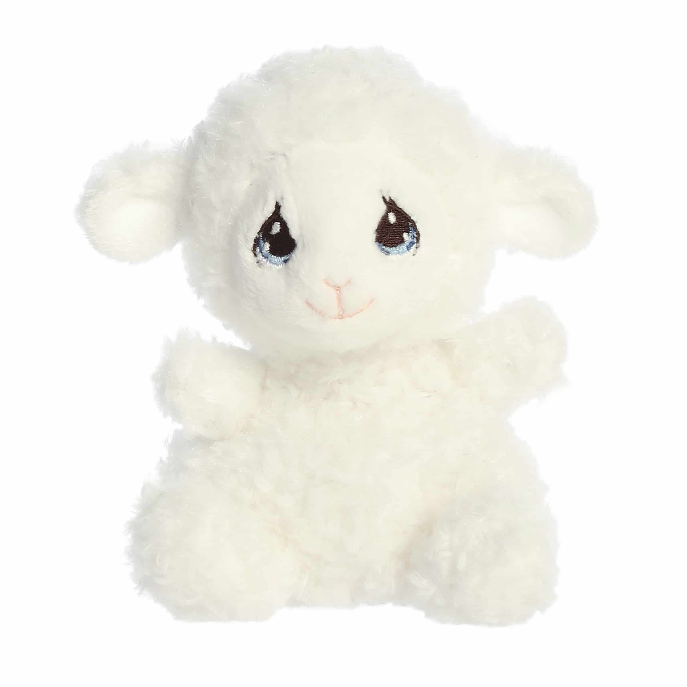 Curly white Luffie Lamb plush with large, expressive eyes, a gentle smile, and a Palm Pals style design