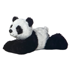 A black and white panda plush toy from Aurora’s Mini Flopsie collection with soft fur and a sweet expression.