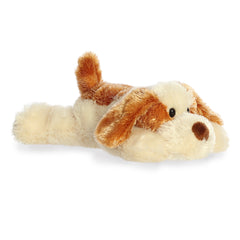 A floppy-eared dog plush toy from Mini Flopsie by Aurora with soft fur and a sweet expression