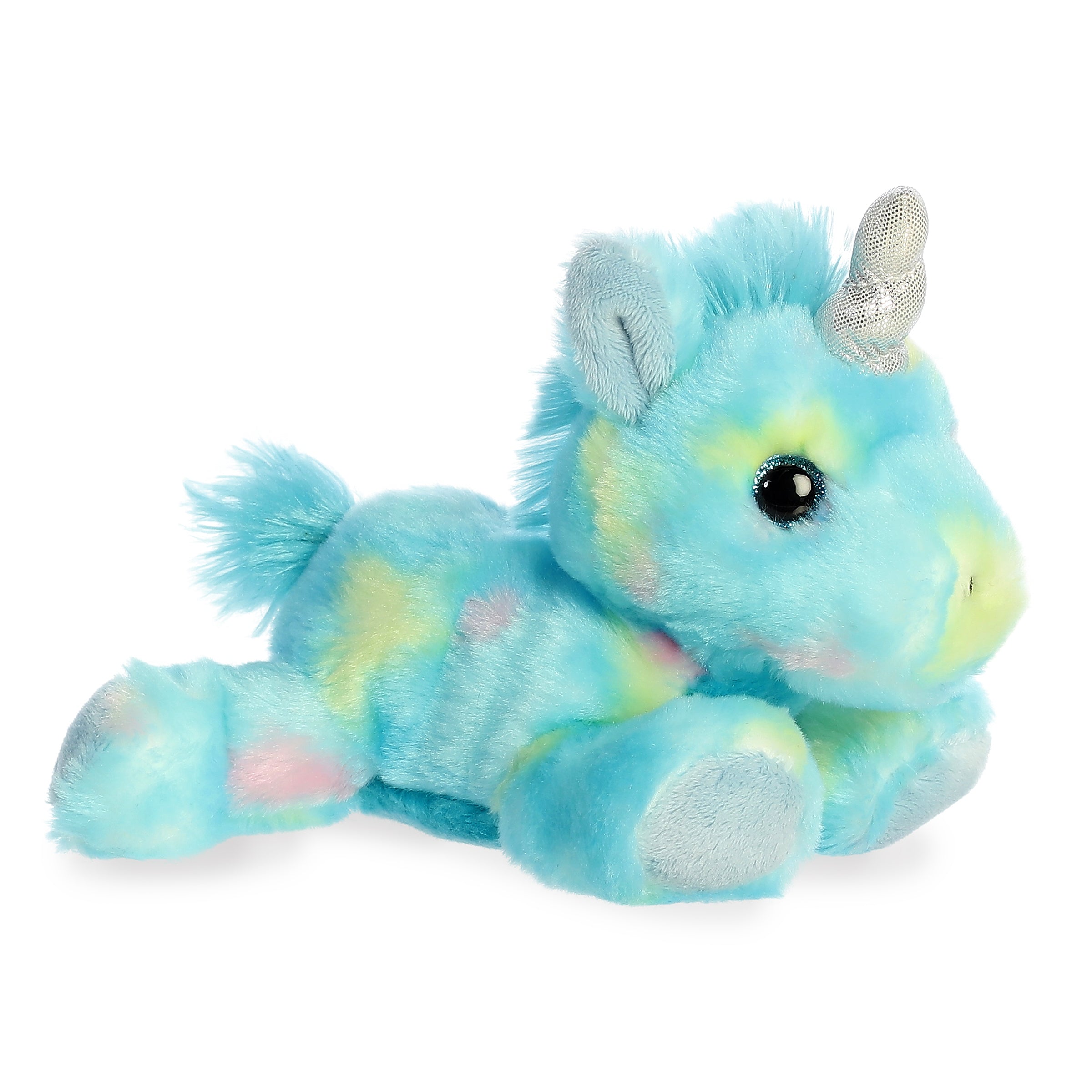 Blueberryripple Unicorn plush from Aurora, featuring blue and turquoise with a shimmering horn