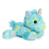 Blueberryripple Unicorn plush from Aurora, featuring blue and turquoise with a shimmering horn