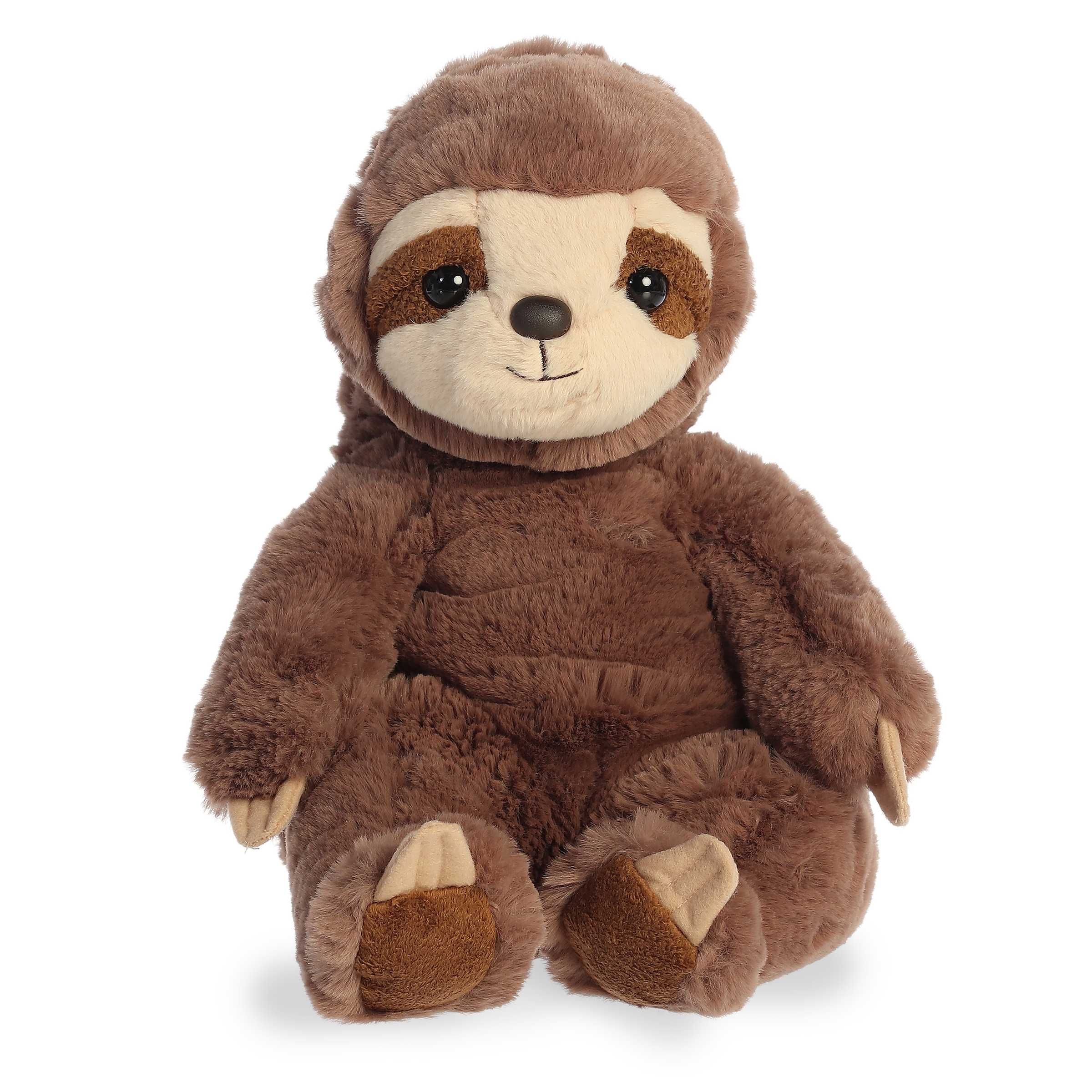 A slouched brown sloth plush toy from Sluuumpy Plush by Aurora with sleepy eyes and ultra-soft texture.