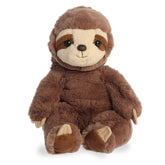 A slouched brown sloth plush toy from Sluuumpy Plush by Aurora with sleepy eyes and ultra-soft texture.