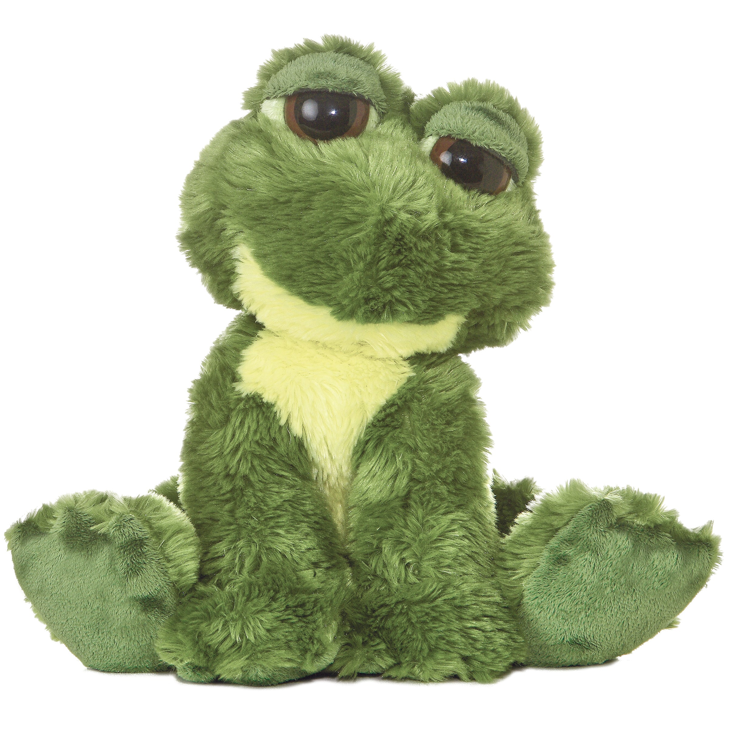 Fantabulous Frog plush from Dreamy Eyes by Aurora, with a green body and yellow belly