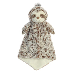 A cream and brown sloth Luvster plush toy from ebba with a velvety blankie body and soft fur.