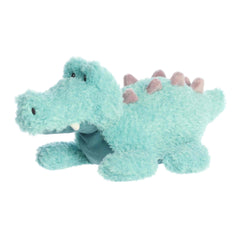 A soft teal plush alligator with purple spikes and a classic design from Cuddletons by ebba.