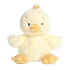 A soft yellow plush duckling with gentle crinkle accents from Dew Drops by ebba.