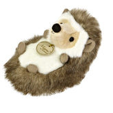 A brown and cream hedgehog plush toy from Miyoni by Aurora with soft spiky-textured fur.