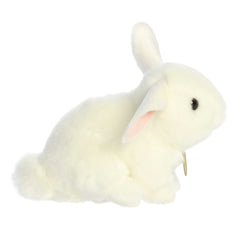 Miyoni Tots Playful Baby Bunny plush in gray with one ear up and one down