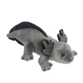 A soft black plush axolotl with smooth fins and a sweet face from Miyoni by Aurora.