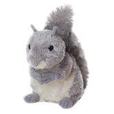 Grey squirrel plush toy from Mini Flopsie by Aurora with a fluffy tail and tiny paws.
