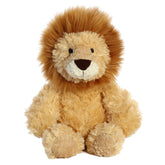 A tan and brown plush toy from Aurora with a fluffy mane, stitched paws, and a smiling lion face.