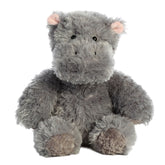 A gray plush toy from Aurora with round ears, stitched nostrils, and a huggable soft body.