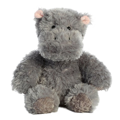 A gray plush toy from Aurora with round ears, stitched nostrils, and a huggable soft body.