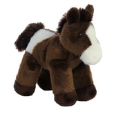 Brown and white horse plush toy from Mini Flopsie by Aurora with perky ears and a soft mane and tail.