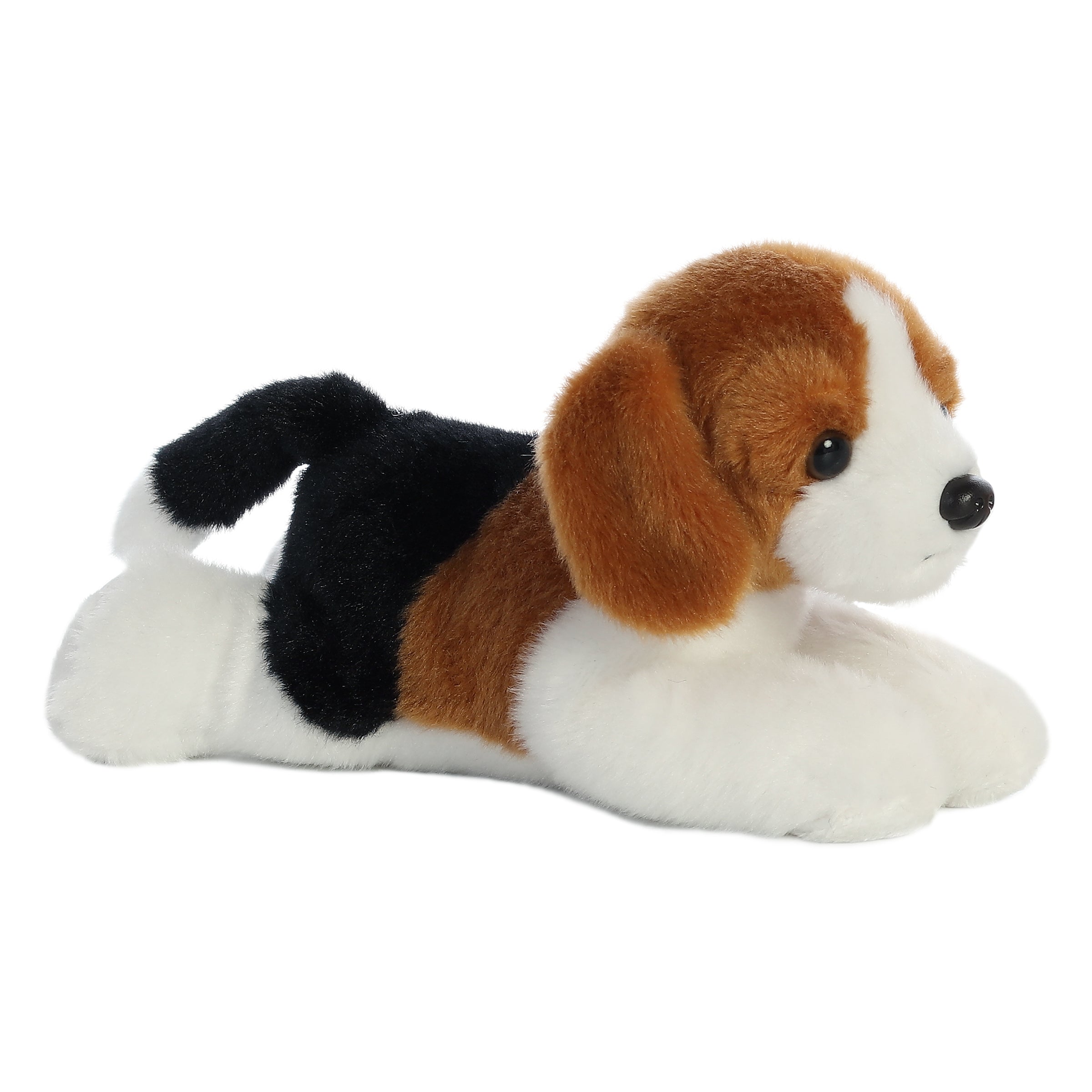 A beagle plush toy from Mini Flopsie by Aurora with floppy ears and expressive eyes.