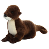A brown otter plush toy from Mini Flopsie by Aurora with a white belly and adorable whiskers.