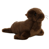 A brown sea lion plush toy from Mini Flopsie by Aurora with expressive eyes and realistic whiskers.