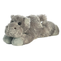 A gray hippo plush toy from Mini Flopsie by Aurora with plush fabric and a friendly expression.