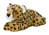 Plush toy of a cheetah with soft, spotted coat and poised, playful stance Aurora stuffed animals.