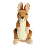 Plush toy of a soft brown kangaroo with realistic features and cuddly craftsmanship.