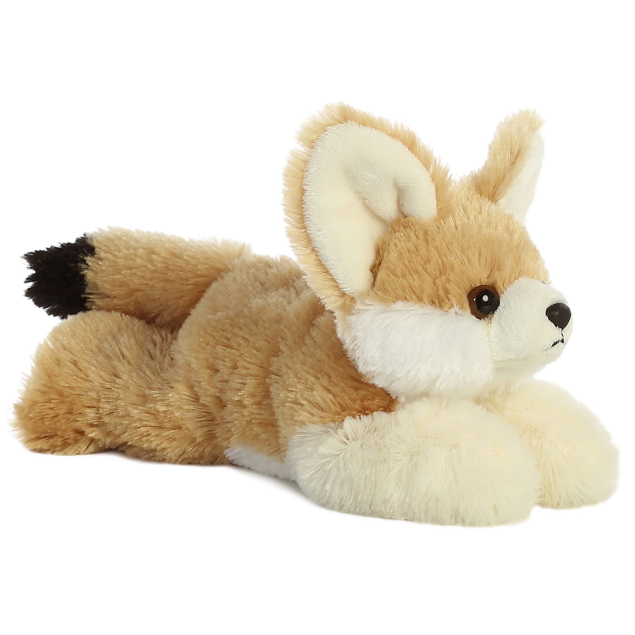 A sandy fennec fox plush toy from Mini Flopsie by Aurora with oversized ears and a fluffy tail.