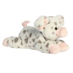 Speckles Spotted Pig plush from Flopsie, featuring soft pink fabric with playful black spots, ideal for comfort and play