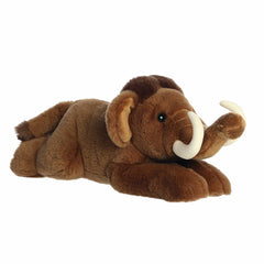 Woolly Mammoth plush from Flopsie by Aurora, featuring realistic tusks and soft brown fur
