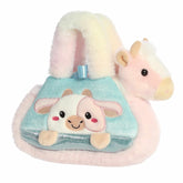 Strawberry Cow plush carrier from Fancy Pals by Aurora, featuring a charming pink cow face and includes a matching cow plush