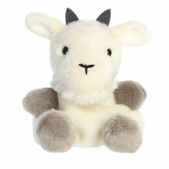 Jenny Mountain Goat plush, creamy white with grey hooves and tiny horns, from Palm Pals.