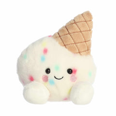 Ice Cream plush from Palm Pals, featuring a fluffy ice cream scoop, crispy waffle cone, and colorful sprinkles