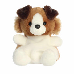 Sheltie plush from Palm Pals, featuring a fluffy white and brown coat with expressive eyes