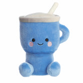 Travel Cup plush from Party-Sized Palm Pals, featuring a bright blue travel cup design with a lid and straw